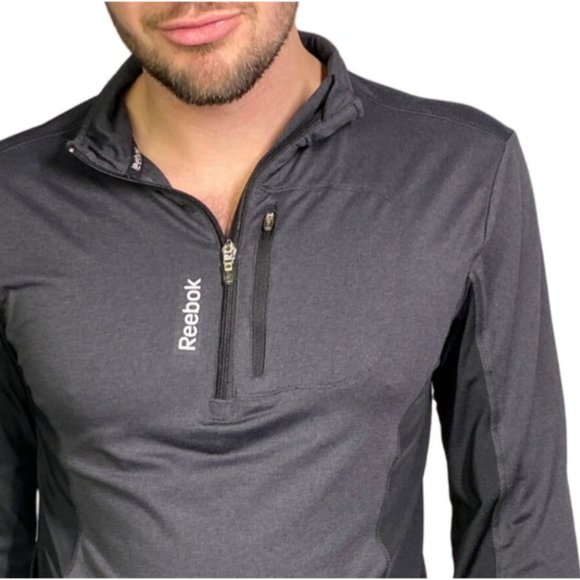 Reebok polyester spandex long sleeve zip up at neck gray Men's Small - Picture 15 of 17